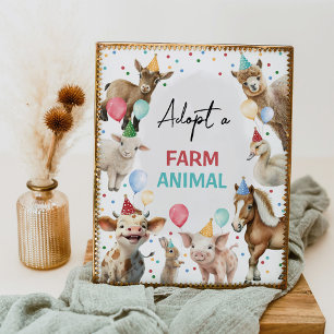 Poster Adopter un symbole animal de ferme Barnyard Birthd
