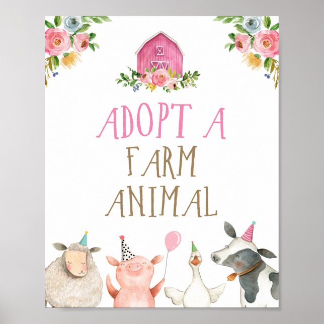 Poster Adopter une ferme animale Animaux Grange Fille Ann (Devant)