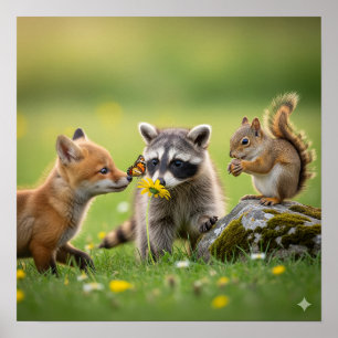 Poster Adorable Baby Forest Animaux