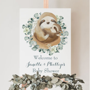 Poster Adorable Baby shower de fentes Eucalyptus verdure