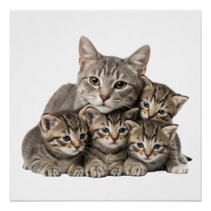 Poster "Adorable Cat Family Cuddle"