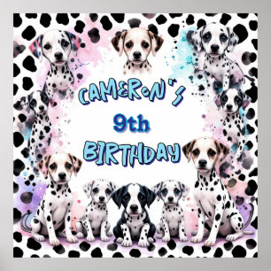 Poster Adorable Dalmatie Chiot Aquarelle Anniversaire