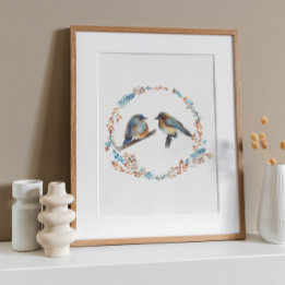 Poster Adorable Eastern Bluebird Couple Art Imprimer