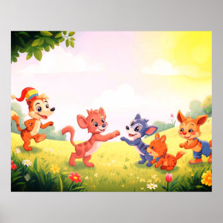 Poster Adorable Furry Animals for Your Little Ones Wall 
