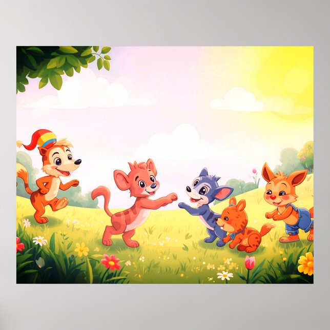 Poster Adorable Furry Animals for Your Little Ones Wall  (Devant)