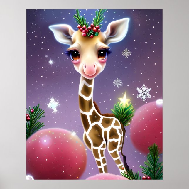Poster Adorable Imaginaire bébé Giraffe avec Holly (Devant)