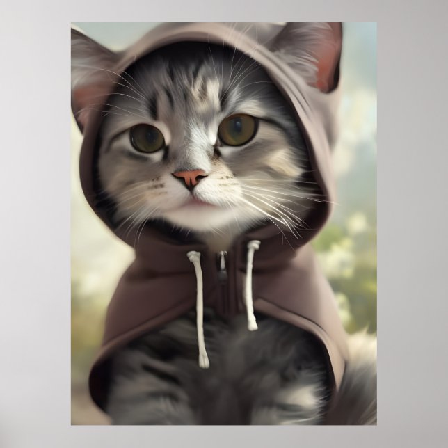 Poster Adorable Kitten portant un Sweat - shirt à capuche (Devant)