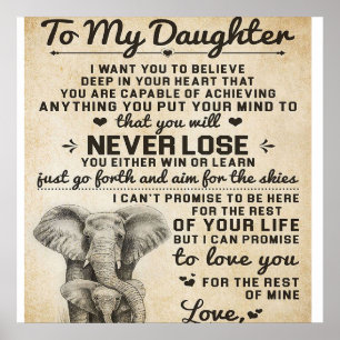 Poster Adorable Letter To Daughter   Lovely Gift
