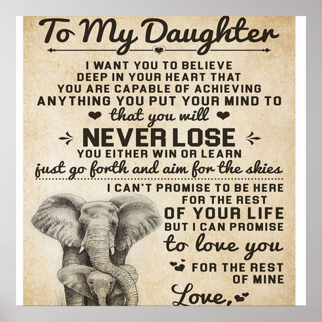 Poster Adorable Letter To Daughter | Lovely Gift (Devant)
