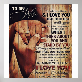 Poster Adorable Lettre À La Femme, Beau Cadeau,