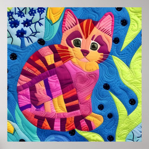 Poster Adorable Petite Kitten Quilt Comme Design