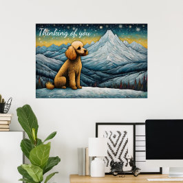 Poster Adorable Poodle Snowy Mountain Penser De Vous