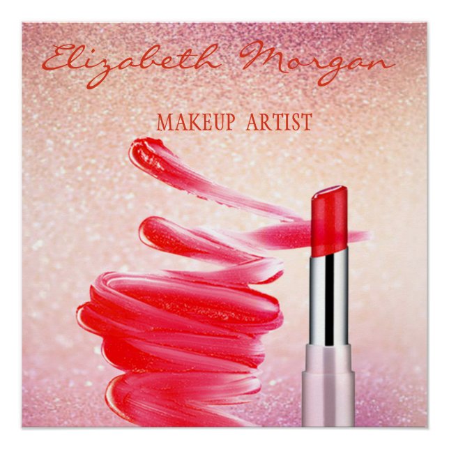 Poster Adorable rouge à lèvre, artiste maquillage (Devant)