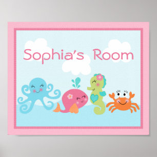 Poster Adorable Under the Sea Rose/Fille Affiche/Impressi