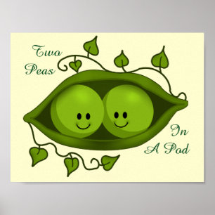 Poster Adorables Deux Petits Pois Dans Une Cosse