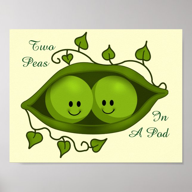 Poster Adorables Deux Petits Pois Dans Une Cosse (Devant)