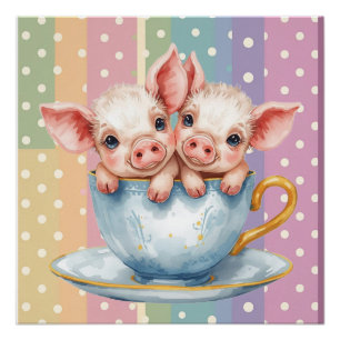 Poster Adorables porcelets de thé