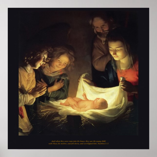 Poster Adoration de l'enfant - Honthorst c1622 (Devant)