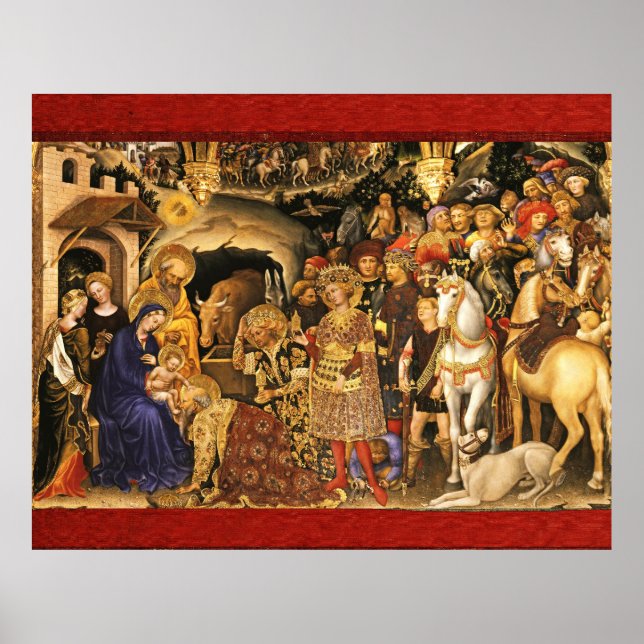 Poster ADORATION DE MAGI Gentile Da Fabriano, Noël (Devant)
