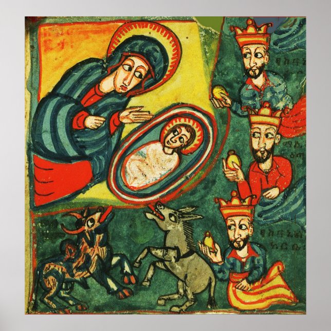 Poster ADORATION DE MAGI, NATIVITÉ PRIMITIVE Noël (Devant)