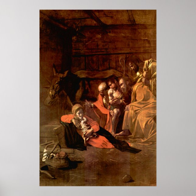 Poster Adoration des bergers par Caravaggio (Devant)