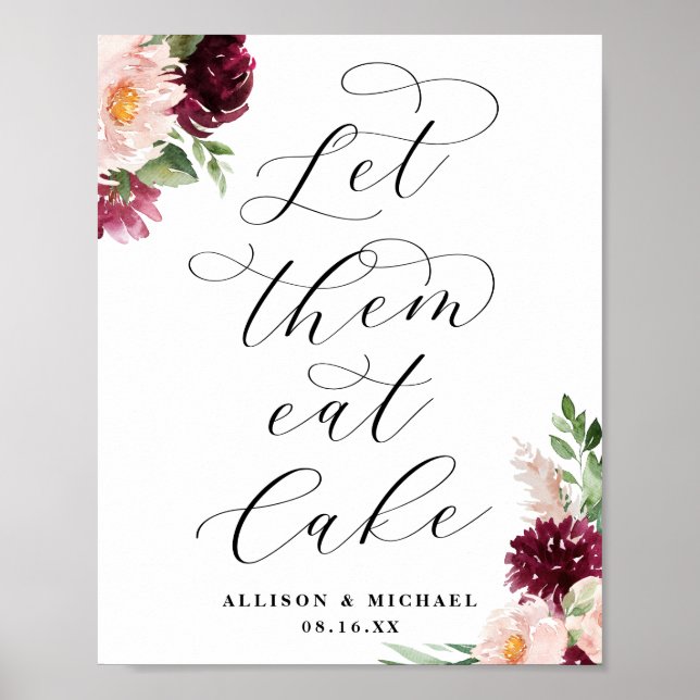 Poster Adore Floral Laisser Manger Cake Mariage Signer (Devant)