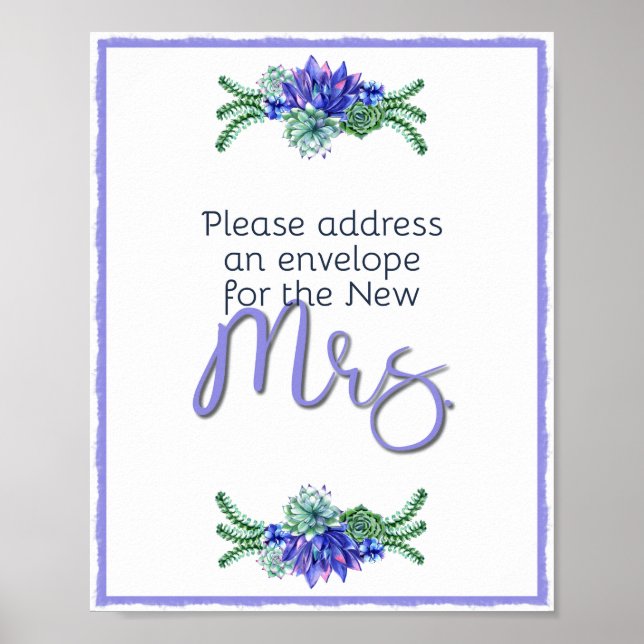 Poster Adresse et enveloppe succulente (Devant)