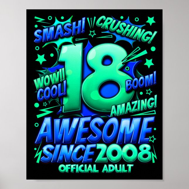 Poster Adult 18 Year Old For Boys 18th Birthday Boy  (Devant)