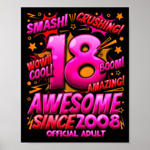 Poster Adulte 18 ans pour garçons 18e anniversaire garçon