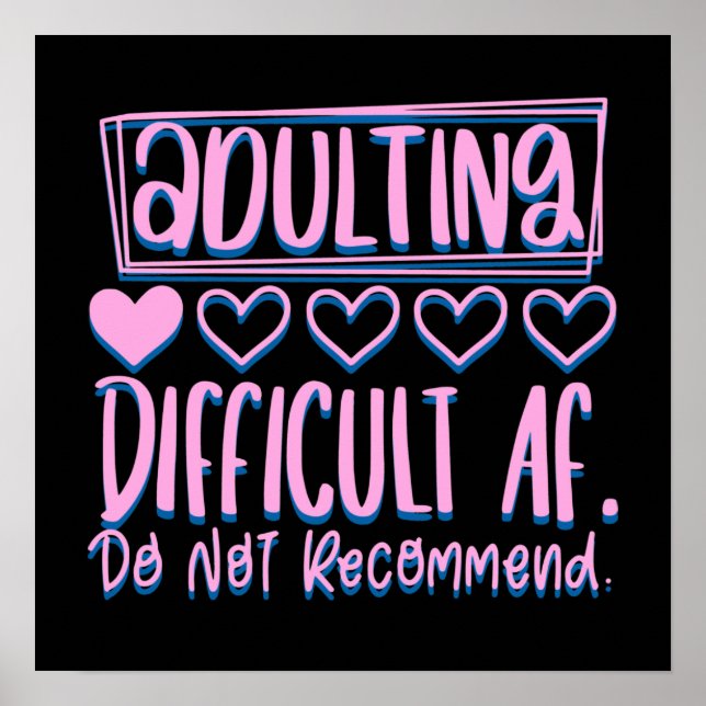 Poster Adulte Adulte Difficile AF Ne Recommanderait Pas (Devant)
