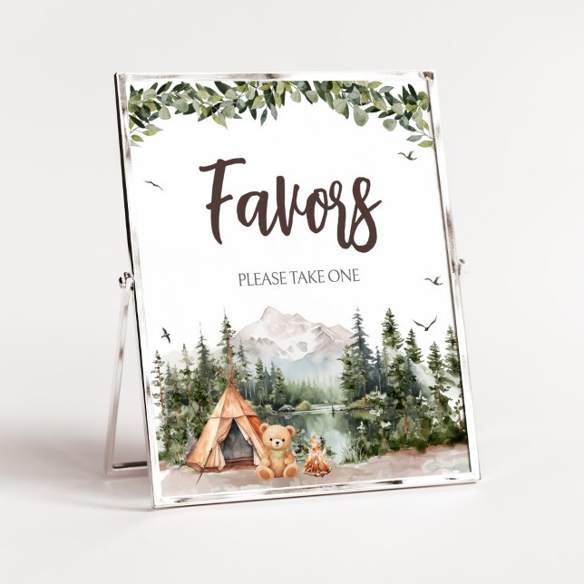 Poster Adventure Attend Mountain Favors (Let the Adventure Begin Baby Shower Favors Sign)