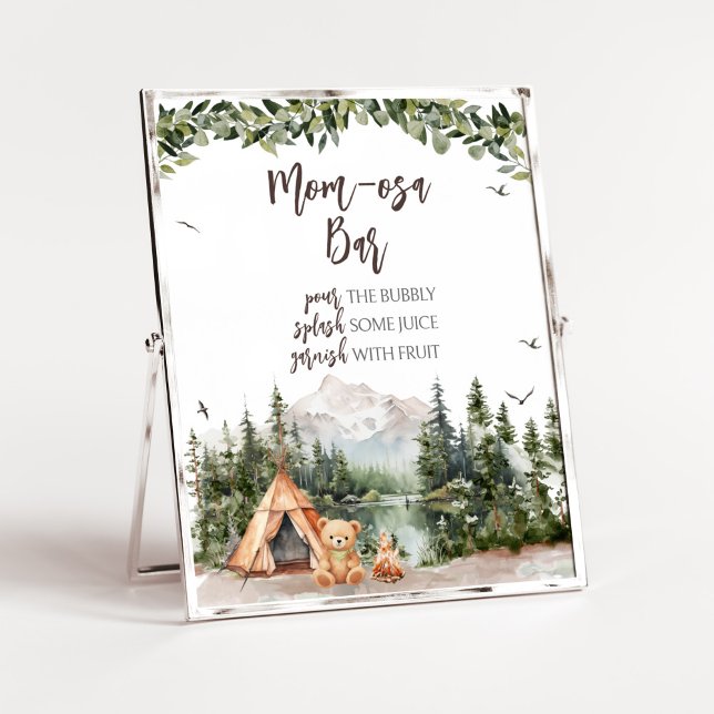 Poster Adventure Await Mountain Mom Osa Bar (Let the Adventure Begin Baby Shower Mom Osa Bar Sign)