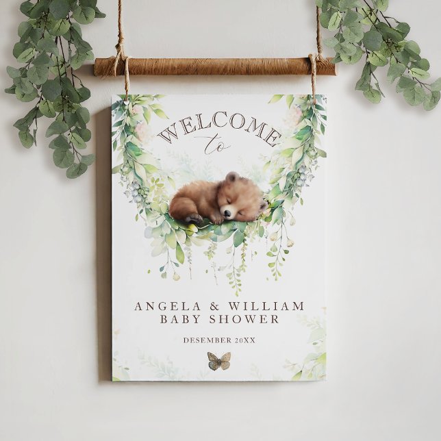 Poster Adventure Woodland Bear Baby shower Bienvenue (Créateur téléchargé)