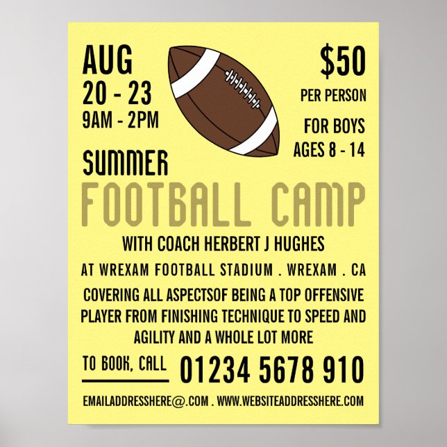 Poster Advertising de football américain (Devant)