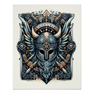 Poster AEgishjálmr - Casque viking de la protection Awe N