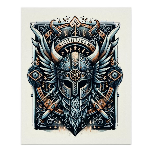 Poster AEgishjálmr - Casque viking de la protection Awe N (Devant)
