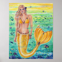 Aelia Yellow mermaid art Par Renee L. Lavoie