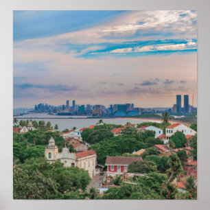 Poster Aerial View of Olinda and Recife Pernambuco Brazil