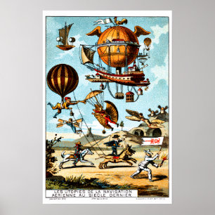 Poster Aéronautique Steampunk de l'ère victorienne antiqu