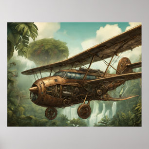Poster Aéronef Steampunk - Art Print