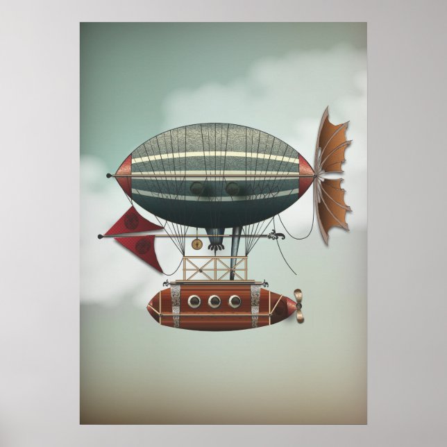 Poster Aéronef Stormy Skies Aleutian | Steampunk Travel (Devant)