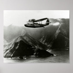 Poster Aéronefs De Bateau Au-Dessus Des Îles Hawaiiennes