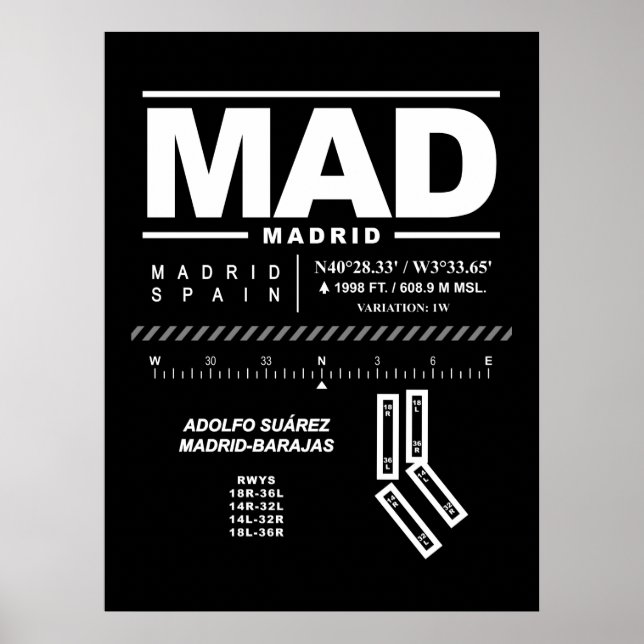 Poster Aéroport Adolfo Suárez Madrid-Barajas MAD (Devant)