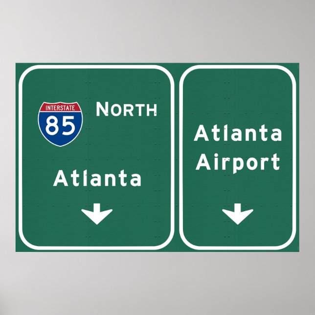Poster Aéroport Atlanta ATL I-85 N Interstate Georgia - (Devant)