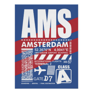 Poster Aéroport d'Amsterdam AMS