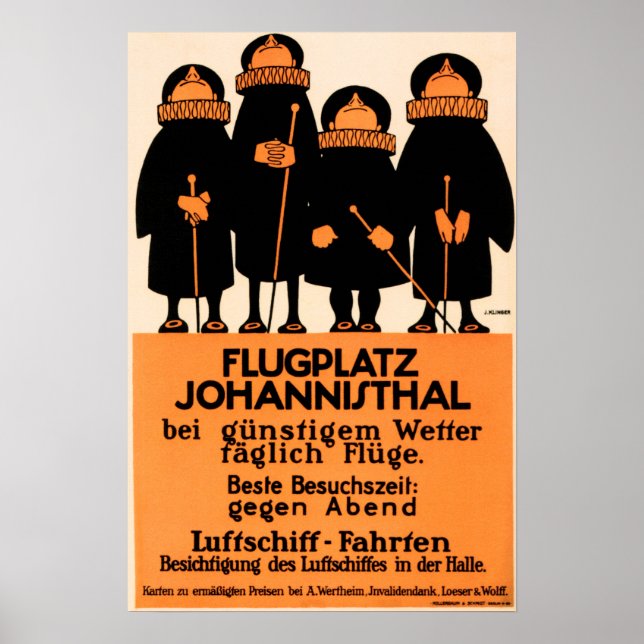 Poster AÉROPORT FLUGPLATZ JOHANNISTHAL par Julius Klinger (Devant)