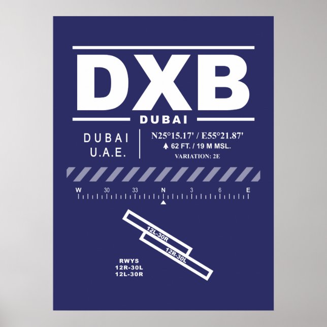 Poster Aéroport international de Dubaï DXB (Devant)