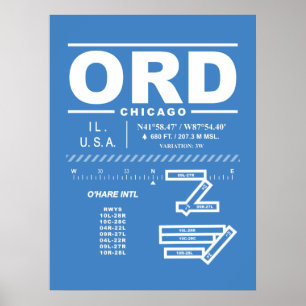 Poster Aéroport international O'Hare de Chicago ORD