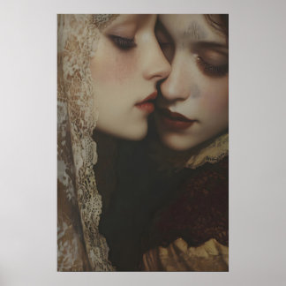 Poster Aesthetic Lesbian Dark Romance Art Printable, Mood