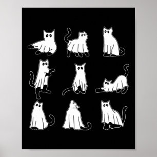 Poster Affaire Halloween Spooky Cute Black Cats Kitty Gho